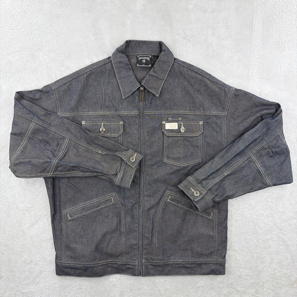 Vintage Rocawear Jacket Mens XL Denim Black Dark Wash Full Zip Hip Hop 90s Y2K